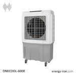 کولر آبی پرتابل ONECOOL-6000 - نمای جانبی با چرخ‌های ۳۶۰ درجه و مخزن آب ۶۰ لیتری