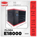 ابعاد هیتر برقی آذرتهویه E18000 طرح فلورا با توان ۱۸ کیلووات، ظرفیت گرمایش ۴۵۰ مترمکعب و سرعت فن ۱۴۰۰ دور در دقیقه